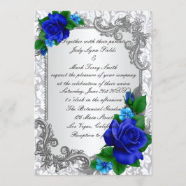 Elegante invitación a la boda de Rosas azules