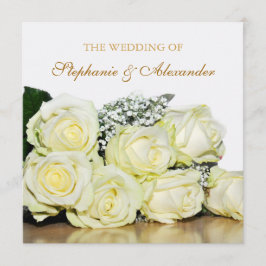 Elegante invitación a la boda de rosas blancas