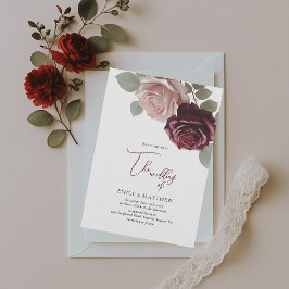 Elegante invitación a la boda de Rosas de Borgoña