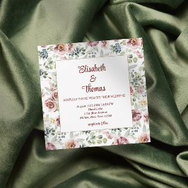 Elegante invitación a la boda de rosas de color pa