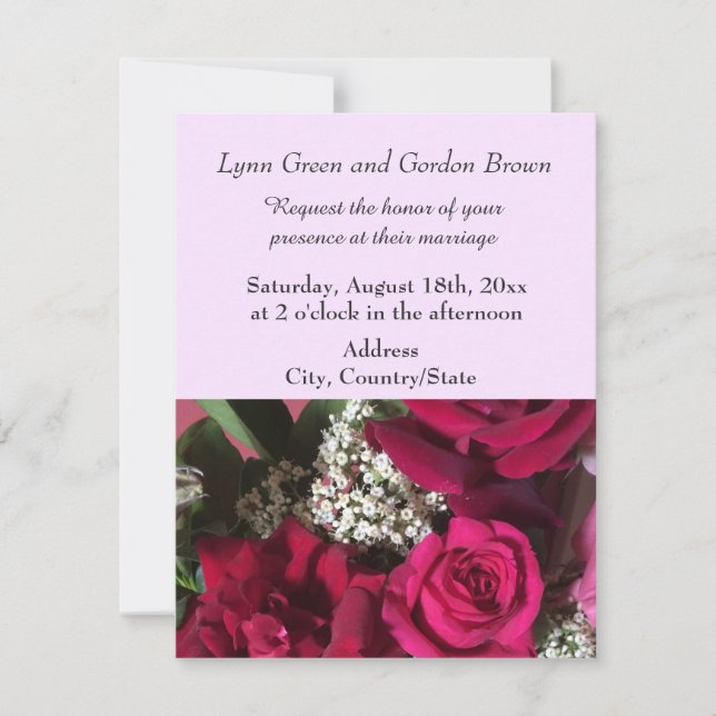 Elegante invitación a la boda de rosas rojas (Anverso)