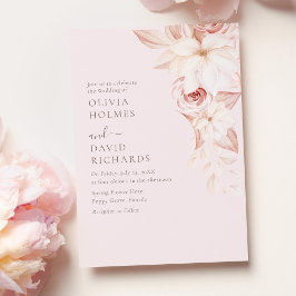 Elegante invitación a la boda de rosas rosa pálido