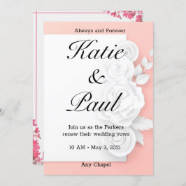 Elegante invitación a la boda de rosas rosadas