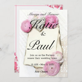 Elegante invitación a la boda de rosas rosadas