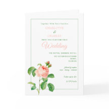 Elegante invitación a la boda de rosas rosadas de 