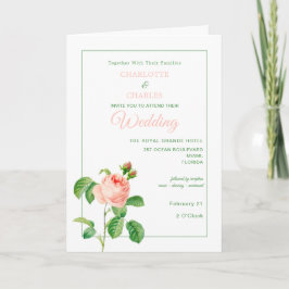 Elegante invitación a la boda de rosas rosadas de 