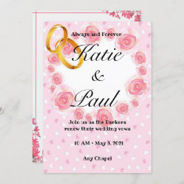 Elegante invitación a la boda de rosas rosas rosas