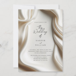 Elegante invitación a la boda de satén blanco