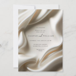 Elegante invitación a la boda de satén de marfil