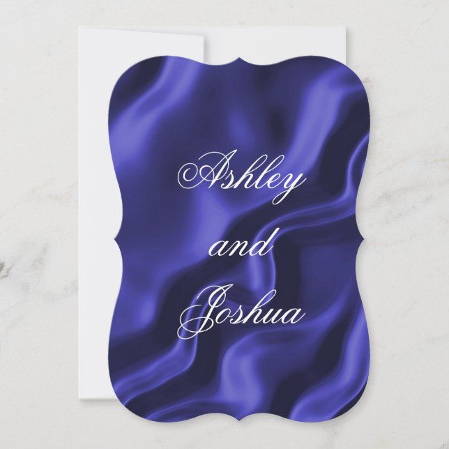 Elegante invitación a la boda de satén de seda mor (Anverso)
