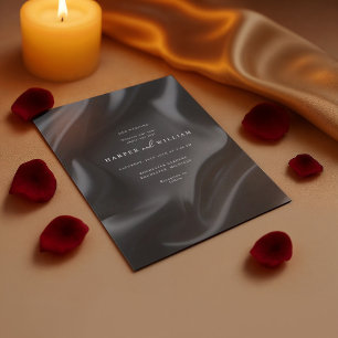 Elegante invitación a la boda de satén negro