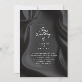 Elegante invitación a la boda de satén negro