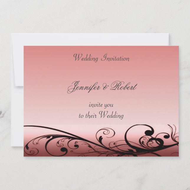 Elegante Invitación a la Boda de Swirls (Anverso)