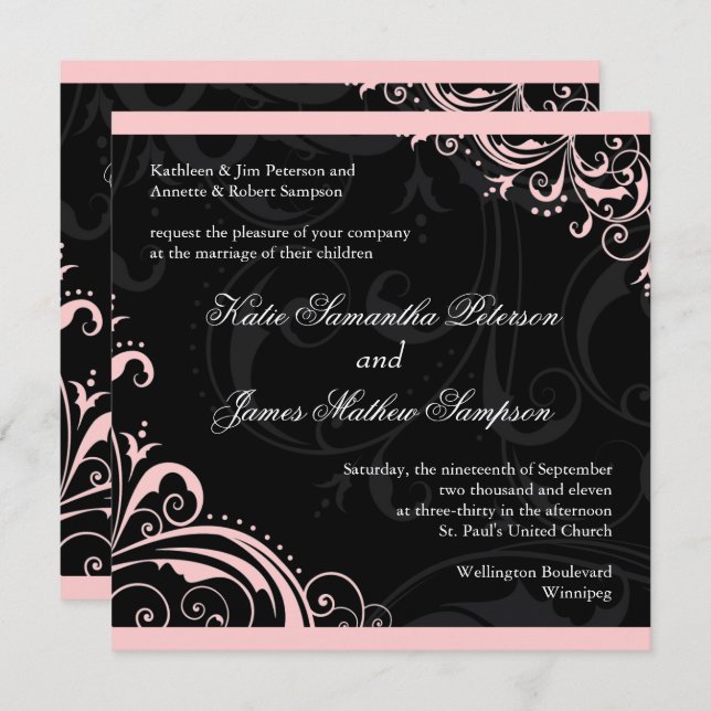 Elegante Invitación a la boda de Swirls - PERSONAL (Anverso / Reverso)