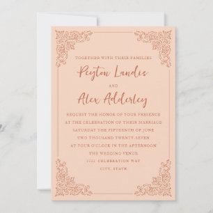 Elegante Invitación a la Boda de Terracota de Peac