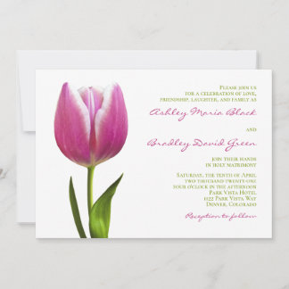 Elegante invitación a la boda de tulipanes rosados