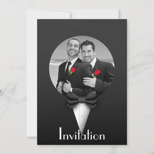 Elegante invitación a la boda de Tuxedo Gay (Anverso)