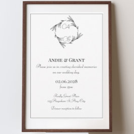 Elegante invitación a la boda de un monograma negr