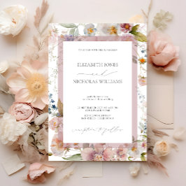 Elegante Invitación a la boda de una foto con flor