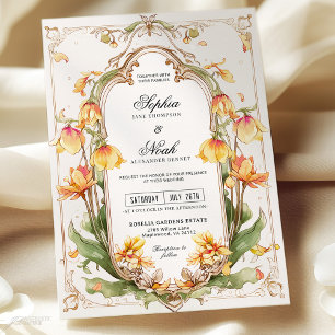 Elegante Invitación a la Boda de Verdor Amarillo