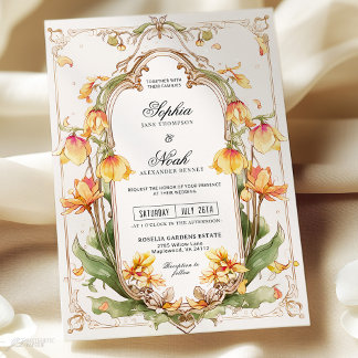 Elegante Invitación a la Boda de Verdor Amarillo