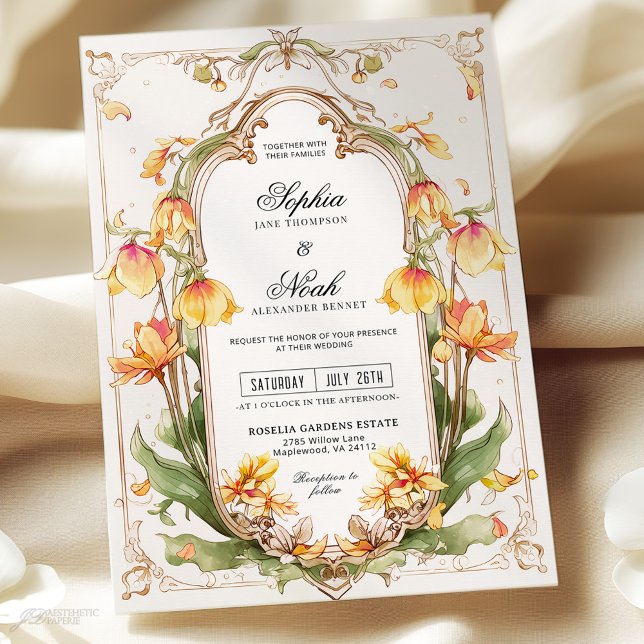 Elegante Invitación a la Boda de Verdor Amarillo (Subido por el creador)