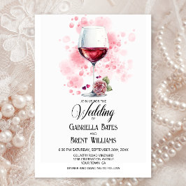Elegante Invitación a la Boda de Vino Rojo