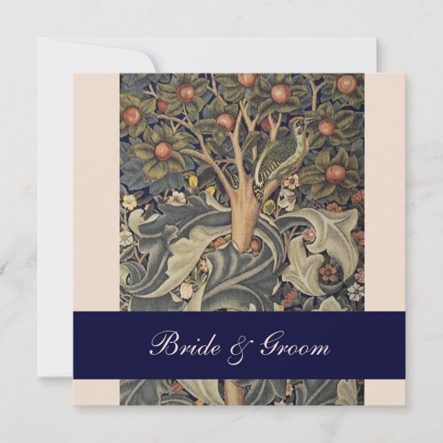 Elegante invitación a la boda de William Morris (Anverso)