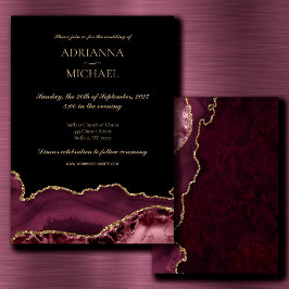 Elegante invitación a la boda del ágata rosado de 