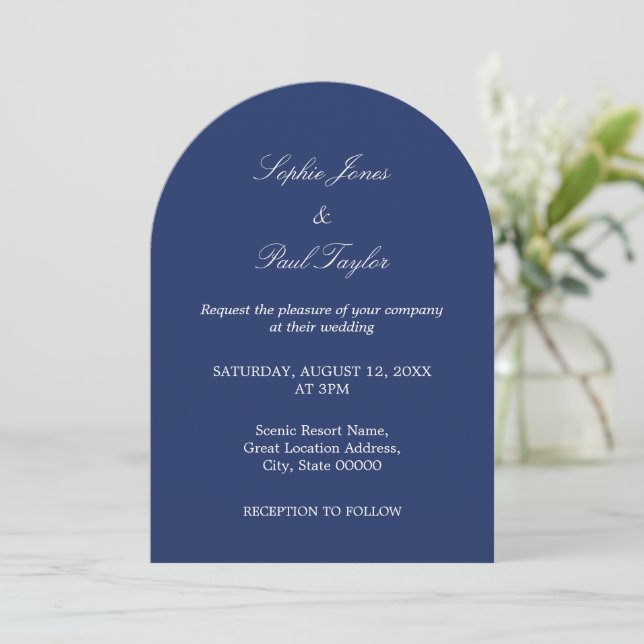 Elegante invitación a la boda del Arco Azul de la  (Anverso de pie)