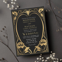 Elegante invitación a la boda del Art Nouveau del 