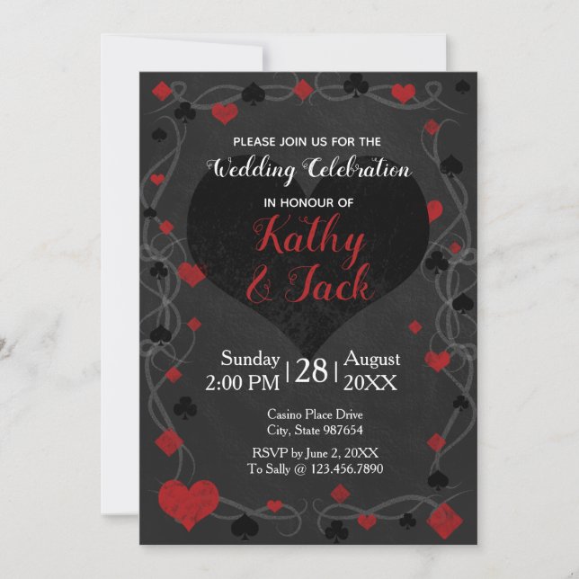 Elegante invitación a la boda del casino (Anverso)