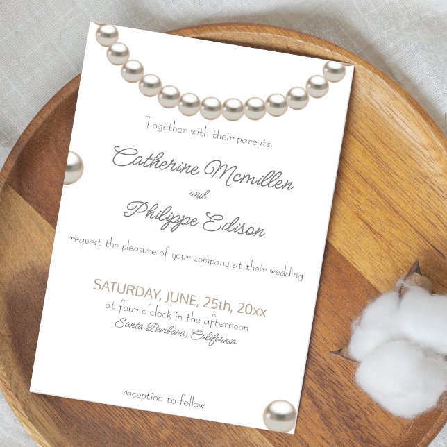 Elegante invitación a la boda del collar de la per (1)
