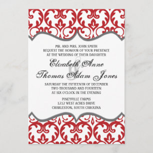 Elegante invitación a la boda del corazón del Dama