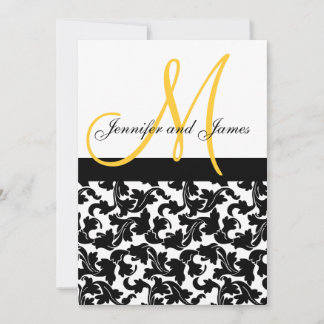 Elegante Invitación a la boda del Damasco Monogram