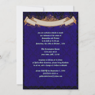 Elegante invitación a la boda del Gótico de damasc