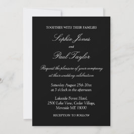 Elegante invitación a la boda del guión blanco neg
