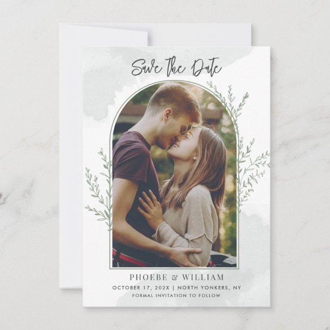 Elegante invitación a la boda del guión del arco f (Anverso)