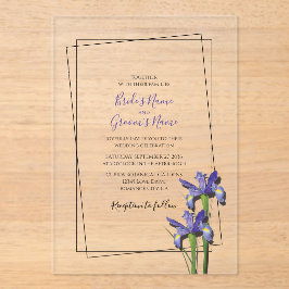 Elegante invitación a la boda del iris púrpura