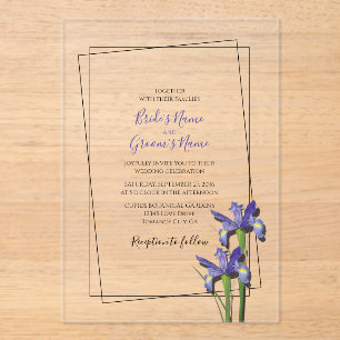 Elegante invitación a la boda del iris púrpura