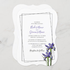 Elegante invitación a la boda del iris púrpura