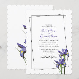 Elegante invitación a la boda del iris púrpura