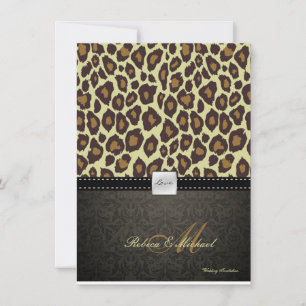 Elegante invitación a la boda del leopardo Damasco