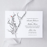 Elegante Invitación a la boda del Mapa de Baltimor