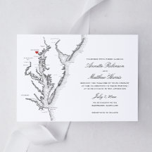 Elegante Invitación a la boda del Mapa de Baltimor