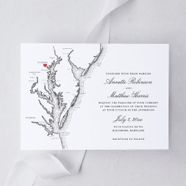 Elegante Invitación a la boda del Mapa de Baltimor