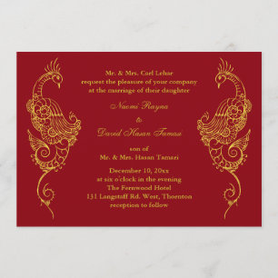 Elegante invitación a la boda del pavo real Mehndi