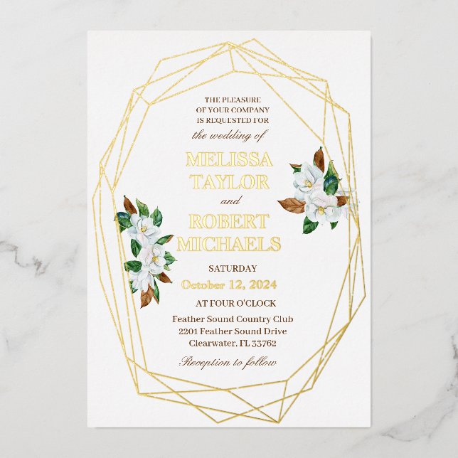 Elegante invitación a la boda del Relieve metaliza (Anverso)