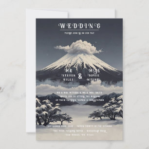 Elegante invitación a la boda del volcán de nieve