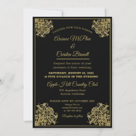 Elegante invitación a la boda dorada
